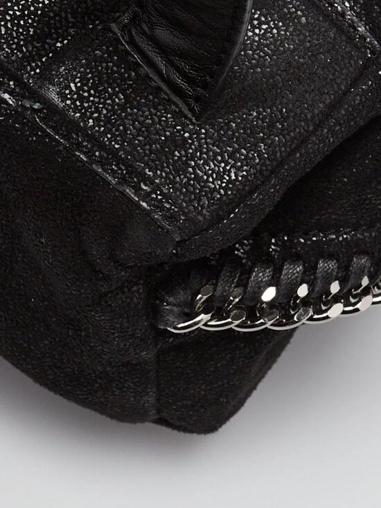 Stella McCartney Black Shaggy Deer Faux Leather Falabella Small Rucksack Bag main image 11